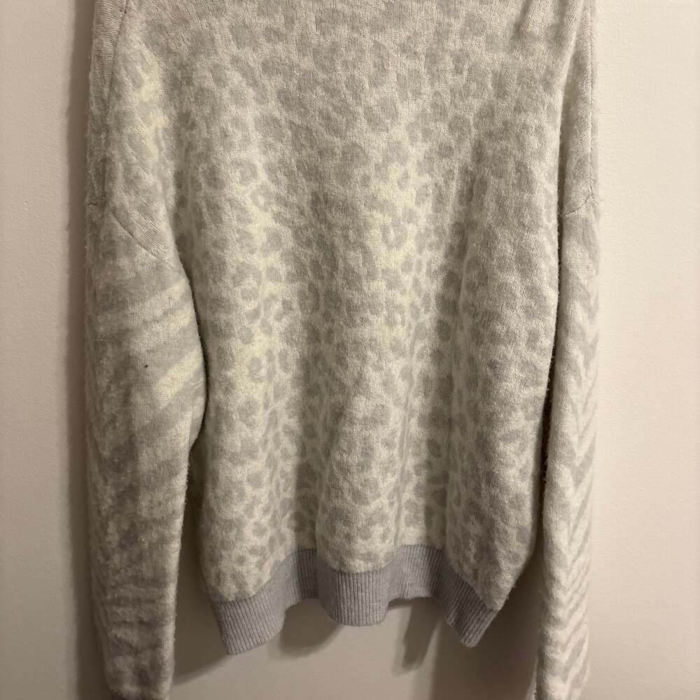 Rails Lana Ivory Grey Mixed Animal Print Wool Cashmere-Blend Sweater - Picture 3 of 3